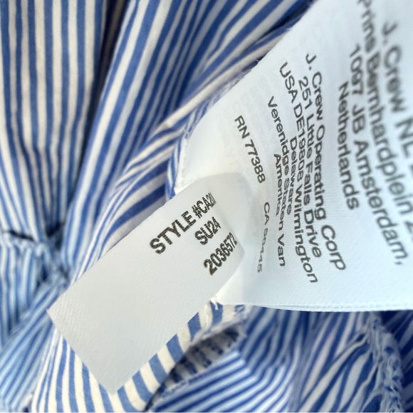 J. Crew Midi Dress Sz 8 Blue White Stripe Cotton Tiered Puff Sleeve SU24 Cottage - Picture 8 of 15